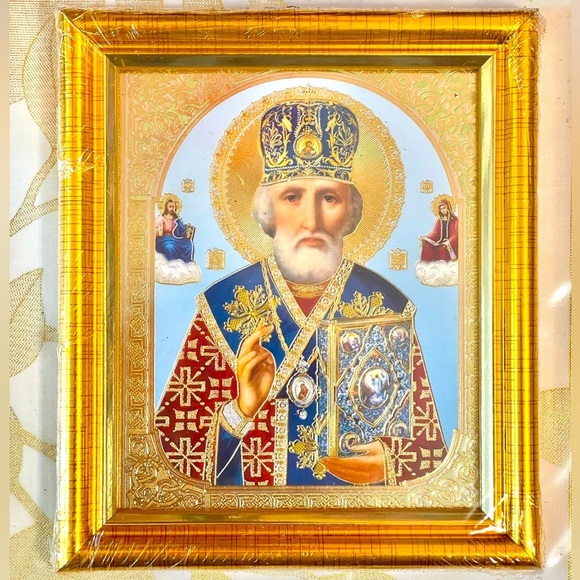 Orthodox Religious Icon  St. Nicolas  4.5”x5.5”Framed - Picture 1 of 4